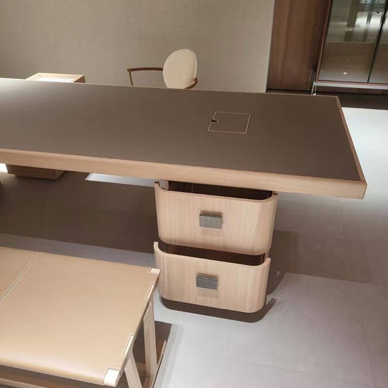 Black walnut new Chinese tea table modern simple cream style solid wood tea table office light luxury slate tea table