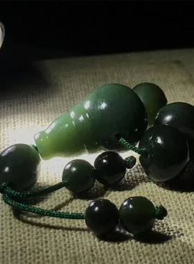 手工制作新疆和田玉顶珠三通佛头套装文玩配饰玉石三通真品带证书