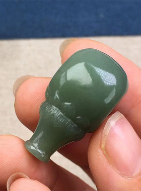 手工制作和田玉三通佛头鸭蛋青玉文玩手链配饰项链手串配件证书