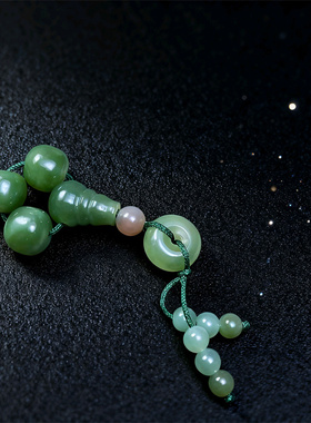 手工制作新疆和田玉顶珠一体三通佛头套装文玩配饰玉石三通真品