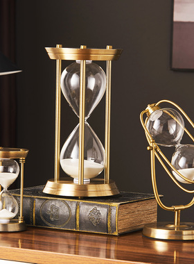 北欧沙漏创意摆件l旋转式轻奢高档铁艺书房酒柜子办公室客厅装饰