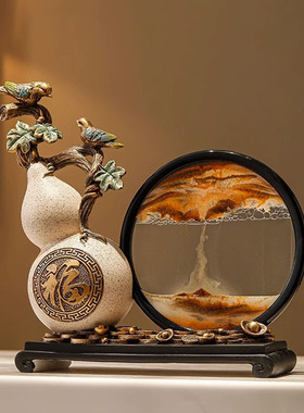 流沙画沙漏摆件新中式酒柜客厅电视柜装饰K品搬家礼物乔迁新居礼