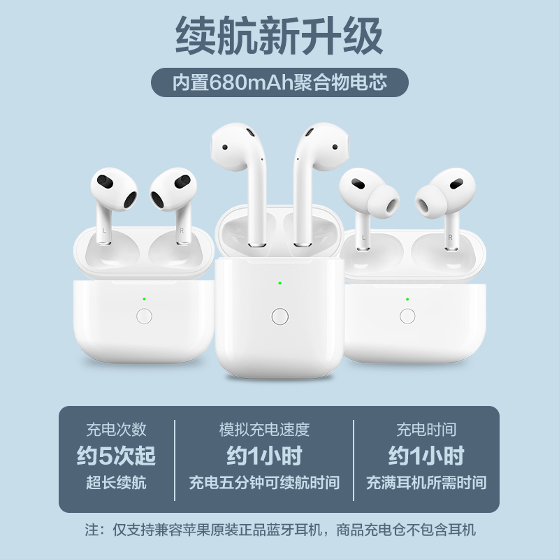 适用苹果AirPods 1/2/3/4代充电盒 Pro1/2/3蓝牙耳机充电仓电池仓单卖补配器 - 图3