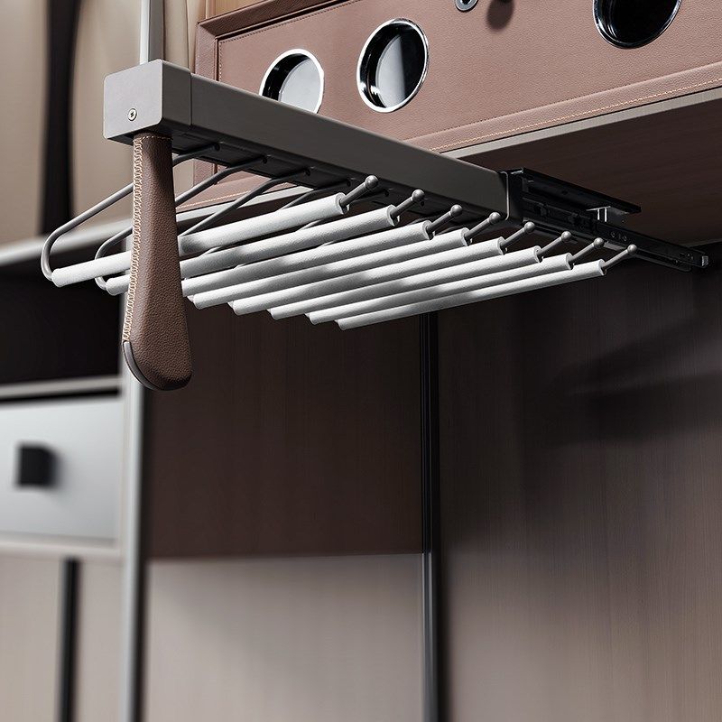 顶装西裤架衣柜伸缩裤架衣帽间抽拉裤架五金衣橱抽拉式收纳拉篮,淘宝优惠券,粉丝福利购,淘宝优惠卷