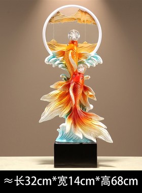 年年有鱼创意流沙画摆件高级感客厅电视柜酒柜装饰品乔.迁新居礼