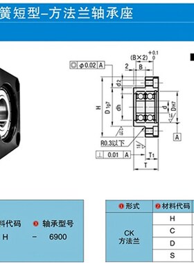带扣环双轴承短型方法兰带座双轴承座组件BGSEB BFL61-6005ZZ钢制