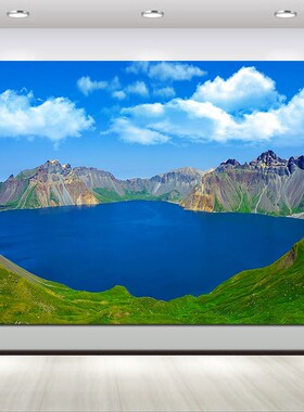 长白山天池风景画湖泊湖水客厅聚财玄关风水壁画餐厅招财装饰挂画