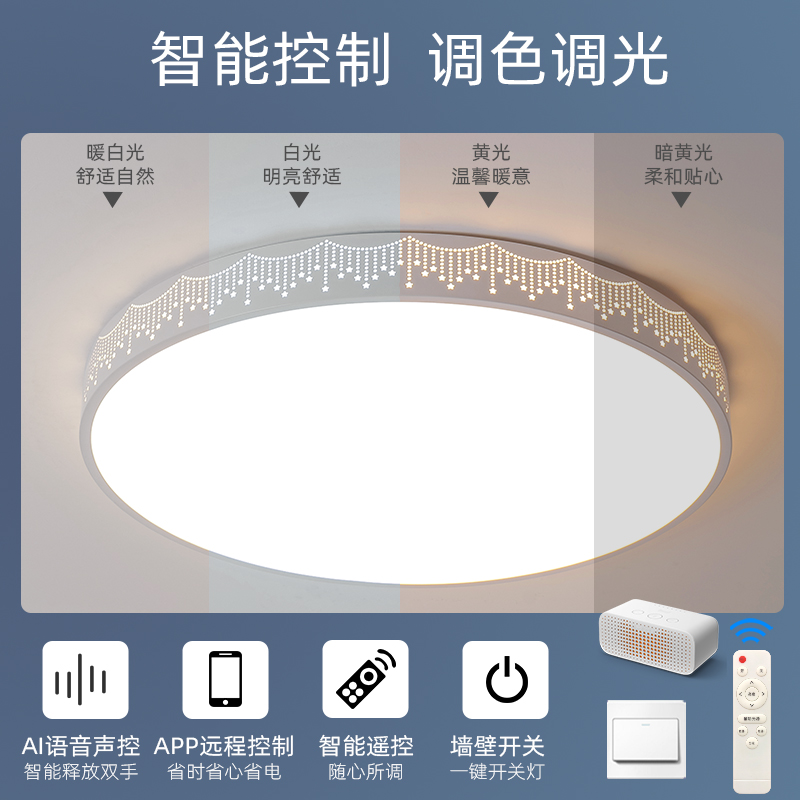 卧室灯现代简约大气2023新款吸顶灯房间灯儿童灯温馨智能LED灯具 - 图2