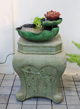 新中式禅意现代客厅流水摆件院子造景古法养鱼流水循环过滤器景观