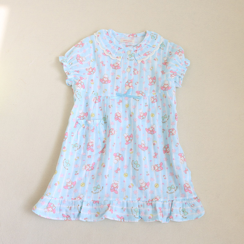 女童睡裙夏薄款纯棉纱布睡衣儿童短袖中长款家居裙子女孩可爱卡通,淘宝优惠券,粉丝福利购,淘宝优惠卷
