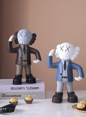 创意手办公仔礼物摆件家居客厅玄关酒柜托盘酒架装饰品工艺品摆设