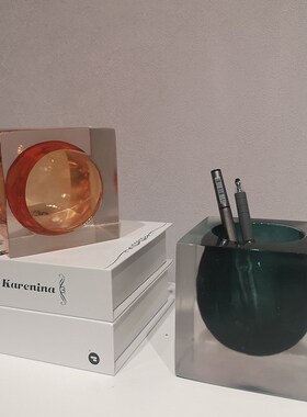 北欧简约透明树脂笔筒摆件可用来储水小花器书桌办公室装饰品摆件