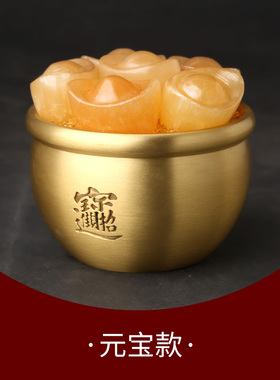 铜制招财进宝缸摆件聚宝盆摆件香炉烟灰缸零钱罐家居工艺品装饰品