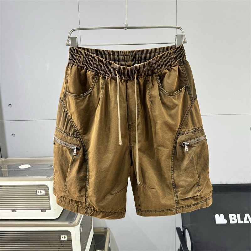 2025夏季水洗棉工装五分裤男宽松休闲短裤大口袋百搭潮流直筒中裤,淘宝优惠券,粉丝福利购,淘宝优惠卷