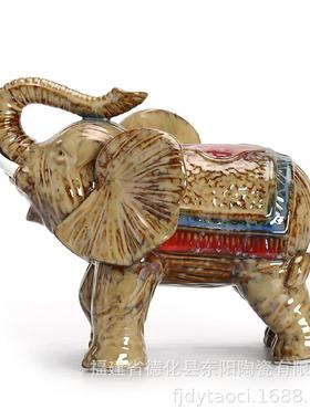 摆件大象工艺礼品家居陶瓷品装饰A办公客厅创意吉祥桌书房摆设结
