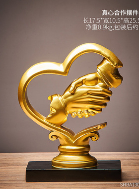 合作共赢握手摆件桌面诚信办公室装饰品公司商务T送礼乔迁开业礼