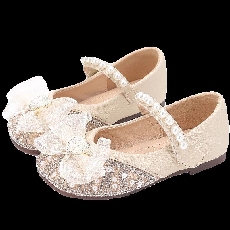 真皮儿童公主鞋女童小皮鞋2024春秋新款水晶鞋子豆豆单鞋宝宝软底,淘宝优惠券,粉丝福利购,淘宝优惠卷