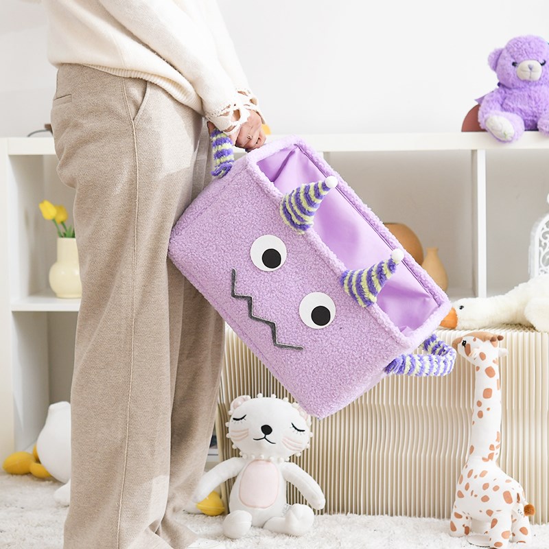 瞳家居卡通多巴胺收纳筐加厚布艺可水洗收纳篮玩具儿童房整理箱筐 - 图1