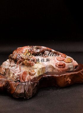 玉貔貅摆件装饰品树化玉虎商务礼品办公室桌摆件班德拉斯貔貅面