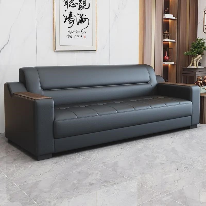 办公室沙发茶几组合套装商务接待简约现代会客新中式单双人三人位 - 图0