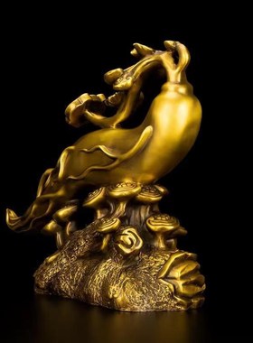 纯铜人参灵芝人生如意客厅家居装饰工艺品铜金钱元宝如意桌面摆件