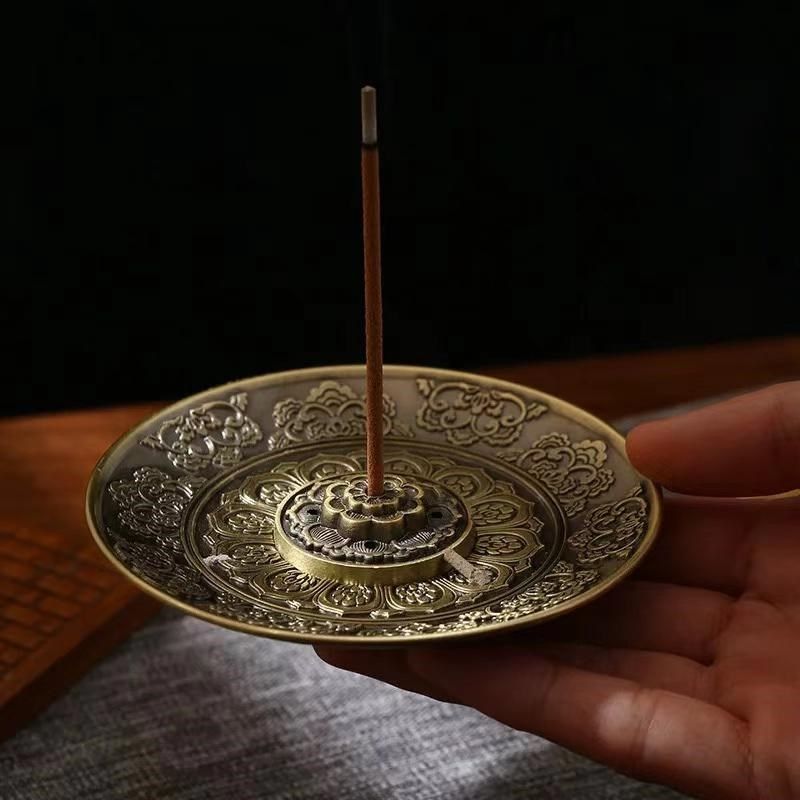 中式莲花香盘线香香插盘底座香线托盘高级感沉香盘香熏香香托香座,淘宝优惠券,粉丝福利购,淘宝优惠卷