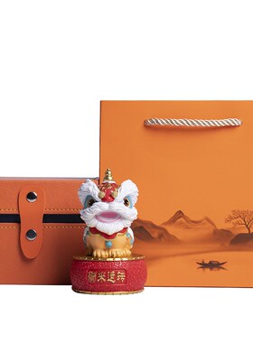 国潮佛山舞狮醒狮创意摆件高级感小众桌面茶桌装饰工艺品生日礼物