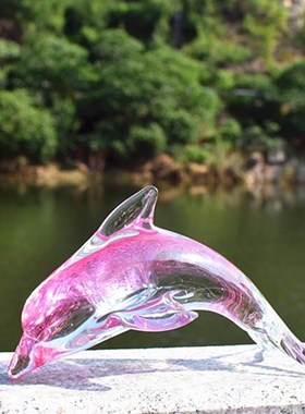 玻璃海豚琉璃家居酒柜创意装饰工艺品小摆件鱼缸造景海洋动物礼物