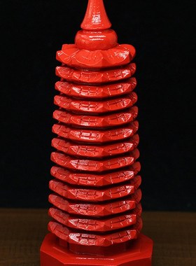 天然原矿红朱砂九层文昌塔青少年书房13层桌面摆件中式风水工艺品