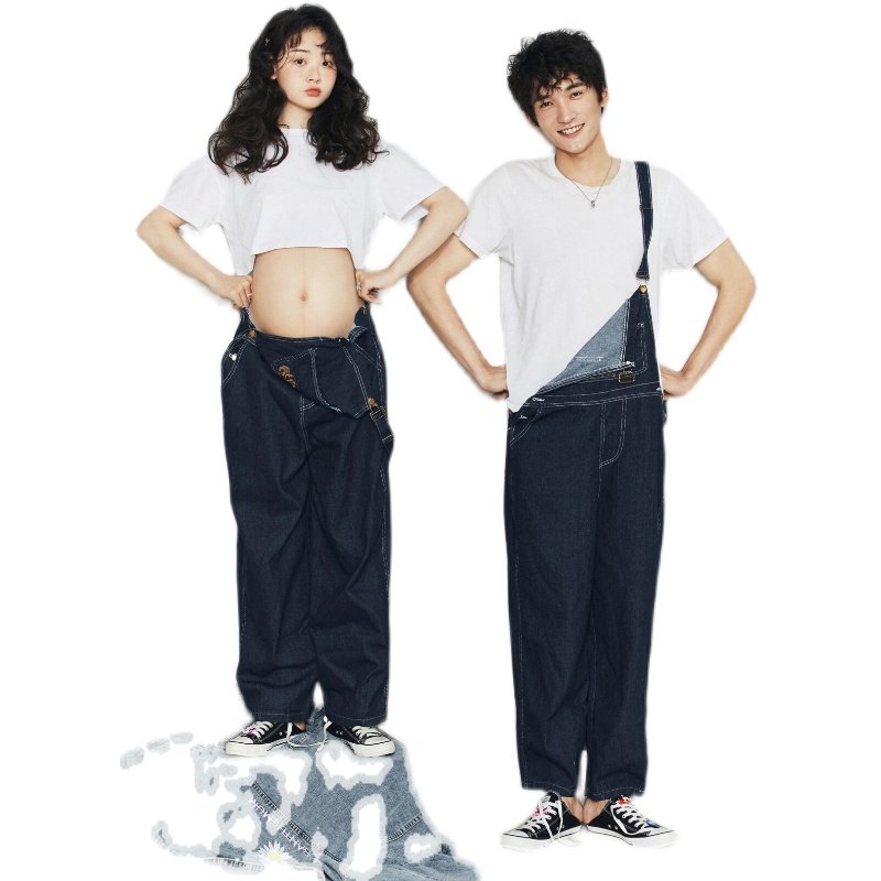 孕妇照片写真服装情m侣装复古牛仔背带裤孕妇夫妻写真拍照主题服,淘宝优惠券,粉丝福利购,淘宝优惠卷