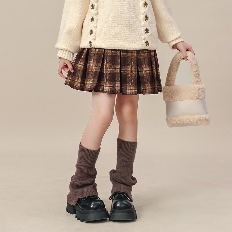 女童加绒百褶裙冬季2024新款儿童半身裙大童小女孩格子裙洋气裙子,淘宝优惠券,粉丝福利购,淘宝优惠卷