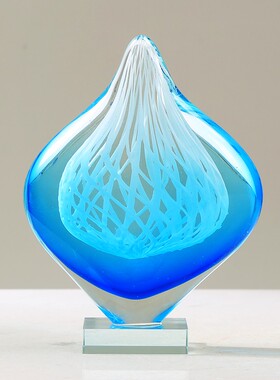 现代轻奢极简琉璃高档创意水滴摆件样板房客厅酒柜博古架软装饰品