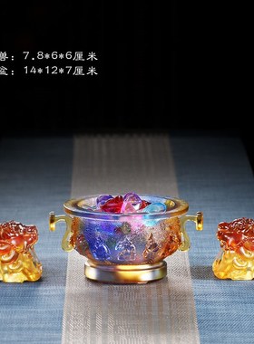 吞金兽琉璃风水摆件居家客厅商铺桌面桌面中式摆放招财大口吞财