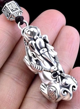 实心貔貅钥匙扣挂件男女高档创意进财车钥匙挂饰复古国潮汽车饰品