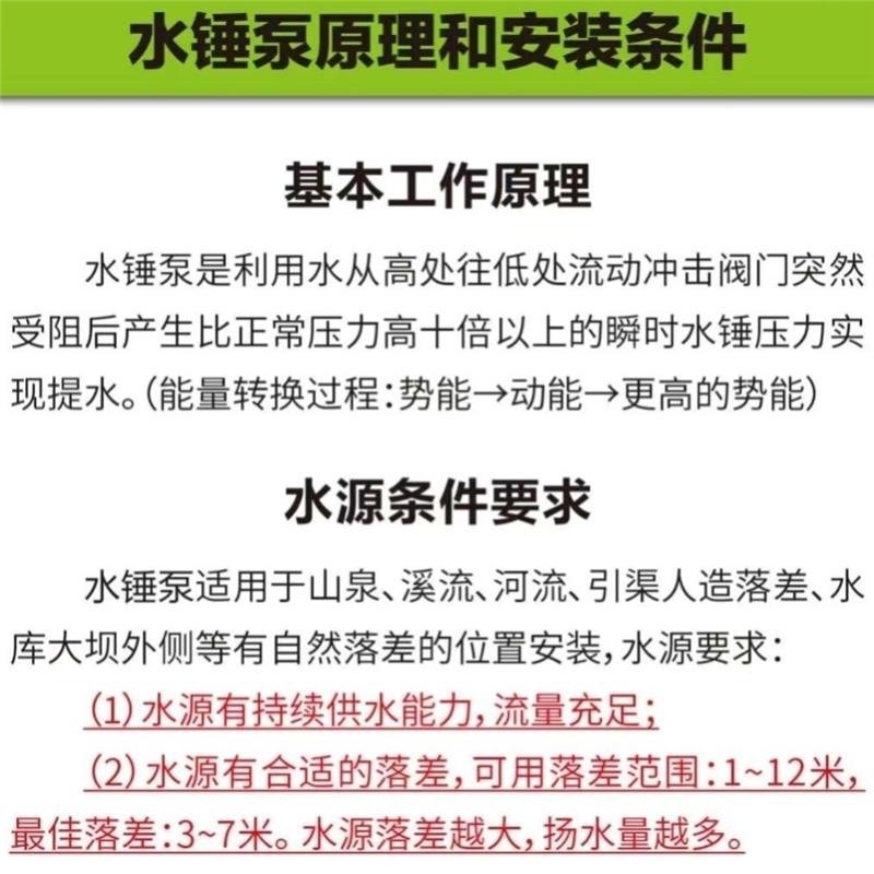 自提无动力抽水泵农用套件灌溉抽水机家用高电不浇菜罐增压泵水锤 - 图1