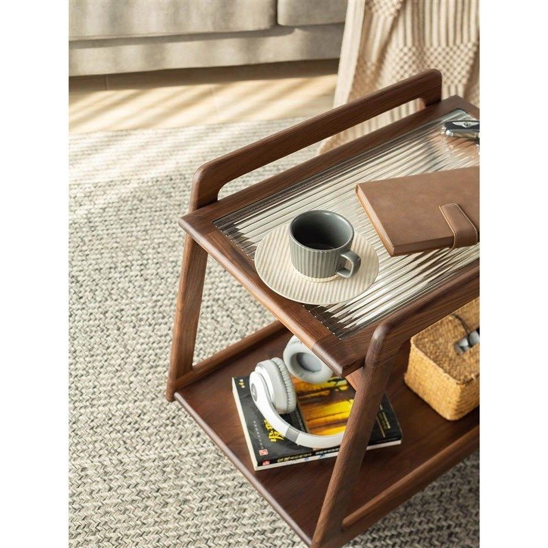 北美黑胡桃c木全实木边几小推车日式沙发茶几置物可移动收纳客厅,淘宝优惠券,粉丝福利购,淘宝优惠卷