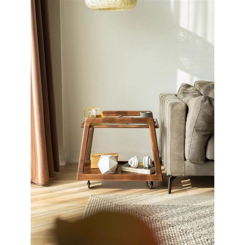 北美黑胡桃c木全实木边几小推车日式沙发茶几置物可移动收纳客厅,淘宝优惠券,粉丝福利购,淘宝优惠卷
