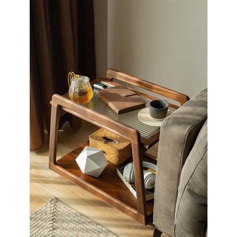 北美黑胡桃c木全实木边几小推车日式沙发茶几置物可移动收纳客厅,淘宝优惠券,粉丝福利购,淘宝优惠卷