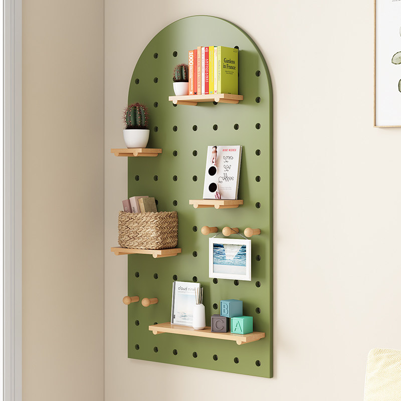Solid wood hole board custom wall rack decorative partition rack storage rack wooden bookshelf wall partition