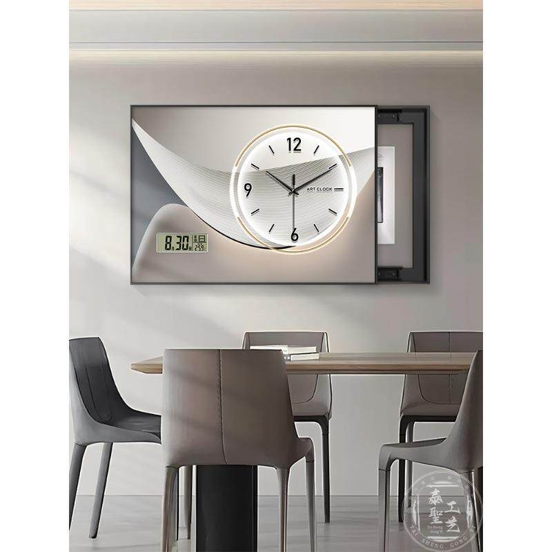 抽象线条电表箱装饰画现代简约遮挡配电箱电闸盒带钟表万年历挂画 - 图0