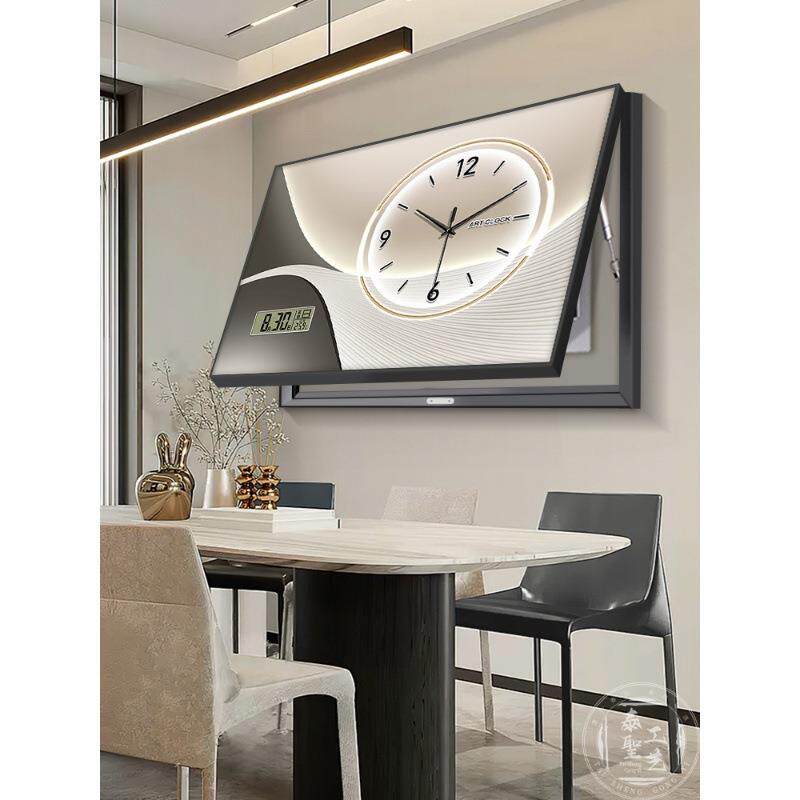 抽象线条电表箱装饰画现代简约遮挡配电箱电闸盒带钟表万年历挂画 - 图3