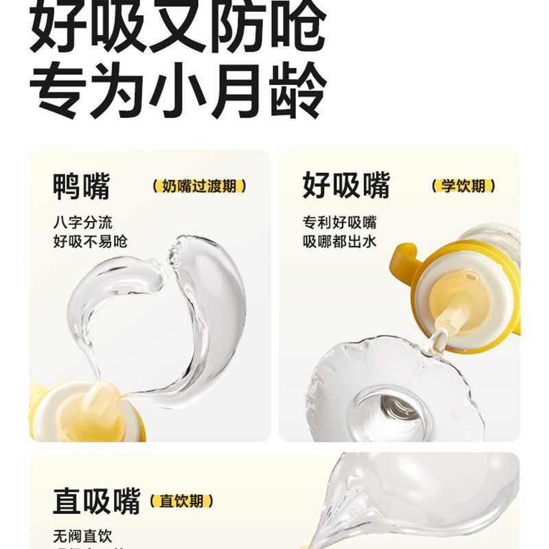 皇宠好吸学饮杯礼盒大眼萌保温杯鸭嘴婴儿4个月一岁以上吸管奶瓶,淘宝优惠券,粉丝福利购,淘宝优惠卷