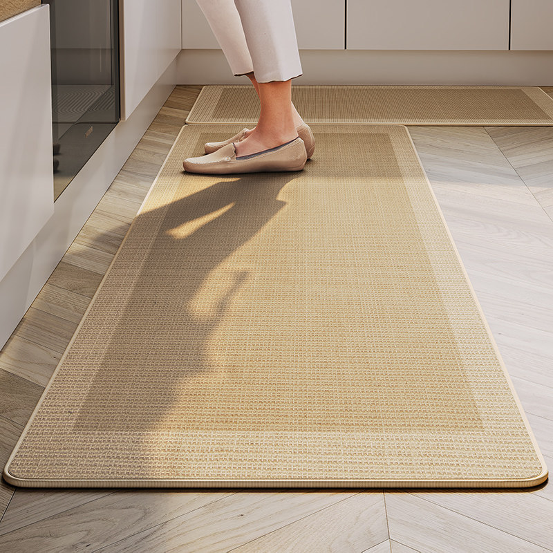 Wabi-sabi style kitchen floor mat, non-slip, oil-proof, wipeable and wash-free carpet, K diatom mud water-absorbent cooling mat, waterproof
