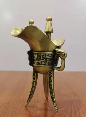 仿古青铜器书房风水复古摆件乾隆杯爵古玩做旧镇宅家居饰品老礼品