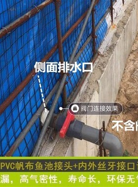 帆布鱼池出水口PVC排水管内丝外丝直通接头塑料水箱配件内牙直接