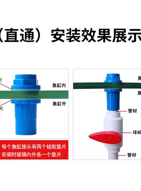 鱼缸上下水接头直接 弯头 PVC水管固定管件溢流加长内外丝牙配件