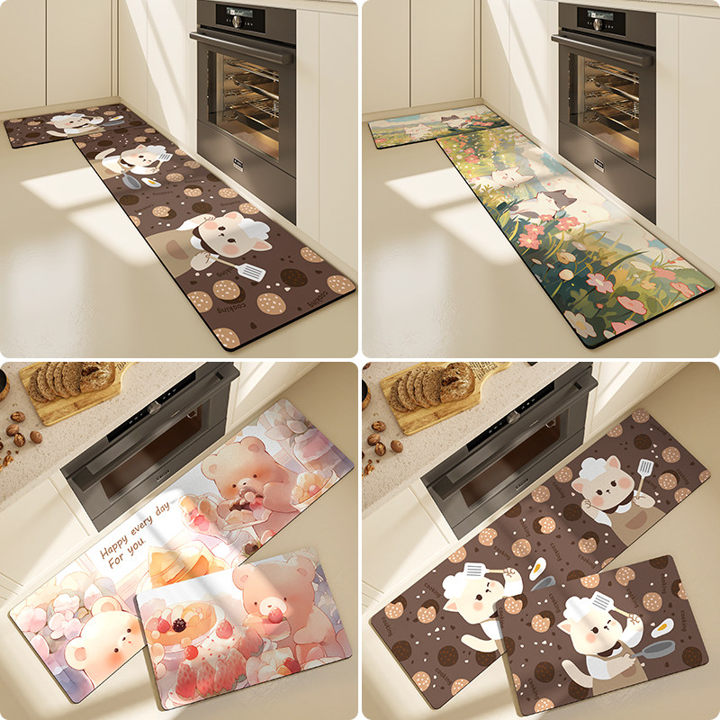 Kitchen special floor mats, oil-proof and waterproof carpets, wipe-free, non-slip, wear-resistant floor mats, thickened X long wear-resistant mats