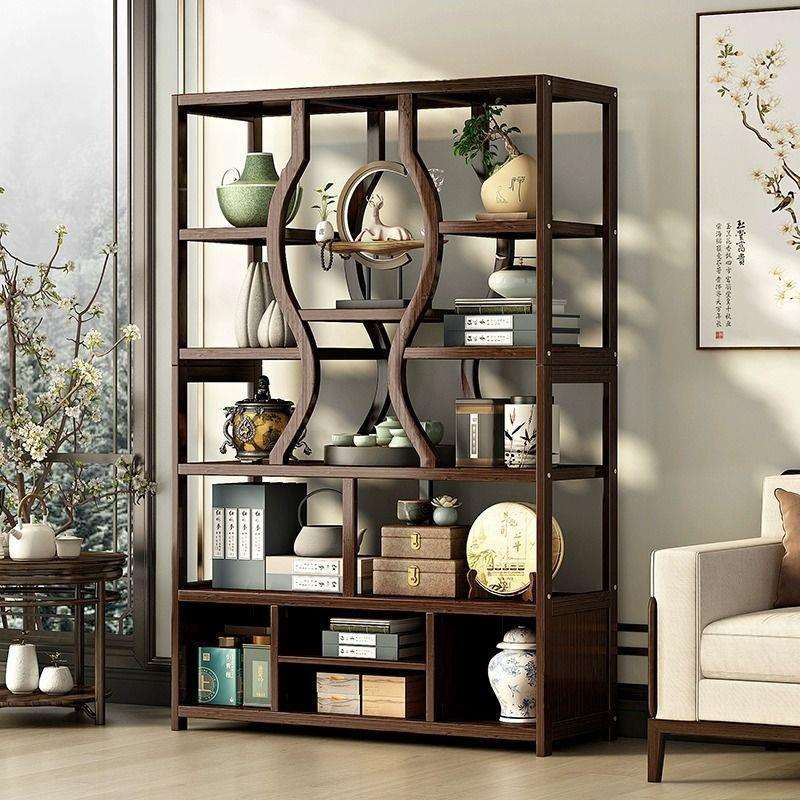 办公室隔断实木屏风隔断客厅收纳置物架多层书架门厅玄关柜博古架 - 图0