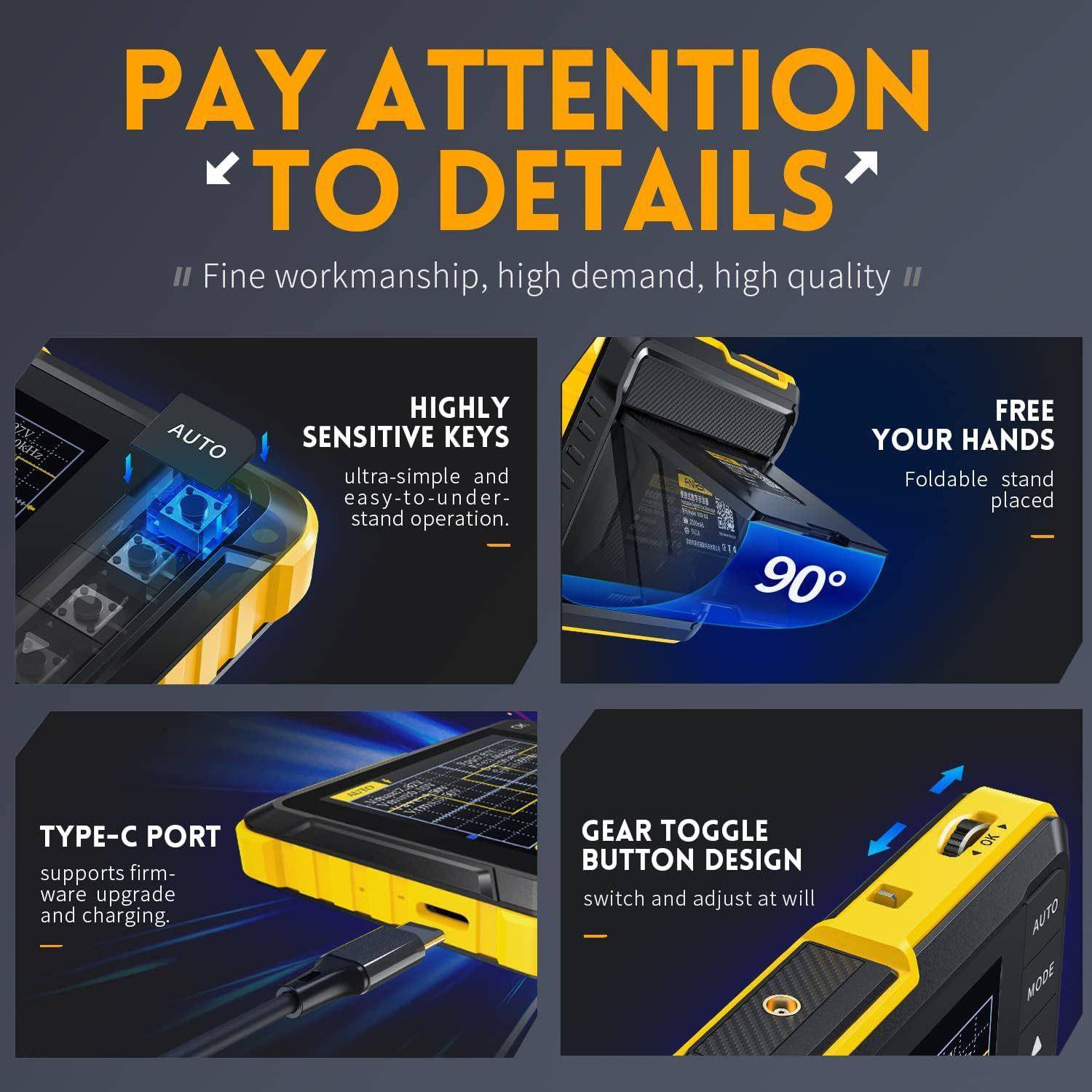 跨境示波器便携式数字示波表信号发生器维修用手持小型DSO152 - 图1