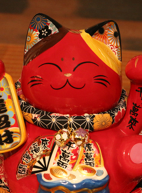 红色招财猫存钱罐摆件礼物